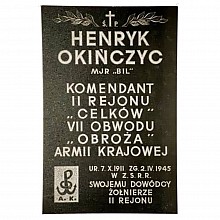 Tablica upamiętniająca majora Henryka Okińczyca ps. Bil