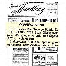 Elektrownia Marecka - rejestracja spółki - 1927